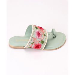 Pine Kids Ethnic Chappals Floral Embroidery - Blue