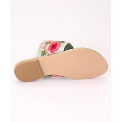 Pine Kids Ethnic Chappals Floral Embroidery - Blue