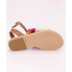 Pine Kids Ethnic Wear Sandals Floral Embroidery - Red