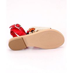 Pine Kids Ethnic Wear Sandals Floral Embroidery - Red