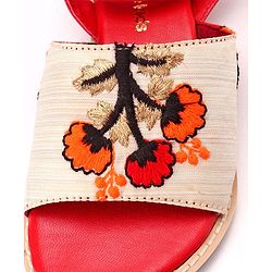 Pine Kids Ethnic Wear Sandals Floral Embroidery - Red