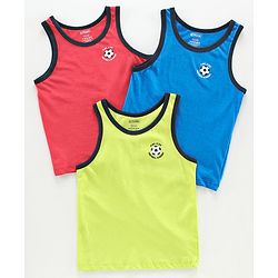 Pine Kids Sleeveless Anti Microbial and Biowash Vest Pack of 3 - Blue Green Red