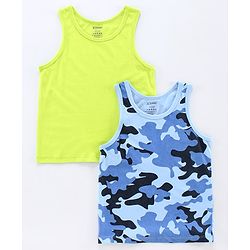 Pine Kids Sleeveless Anti microbial & Bio Wash Vest Pack of 2 - Green Blue