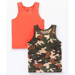 Pine Kids Anti Microbial & Biowashed Sleeveless Vests Pack of 2 - Orange Green