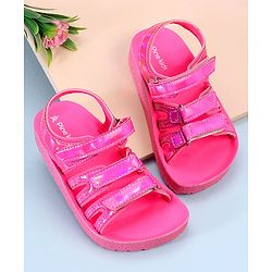 Pine Kids Party Wear Sandals With Velcro Closure - Pink