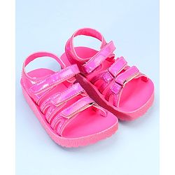 Pine Kids Party Wear Sandals With Velcro Closure - Pink
