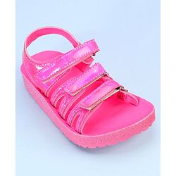 Pine Kids Party Wear Sandals With Velcro Closure - Pink