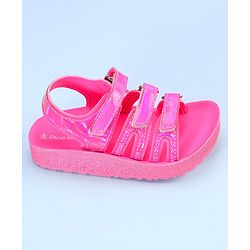 Pine Kids Party Wear Sandals With Velcro Closure - Pink