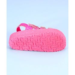 Pine Kids Party Wear Sandals With Velcro Closure - Pink