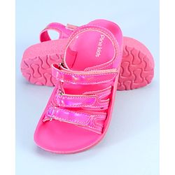 Pine Kids Party Wear Sandals With Velcro Closure - Pink