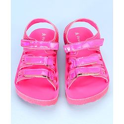 Pine Kids Party Wear Sandals With Velcro Closure - Pink