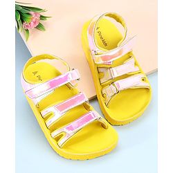 Pine Kids Party Wear Sandals With Velcro Closure - Yellow