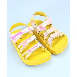 Pine Kids Party Wear Sandals With Velcro Closure - Yellow