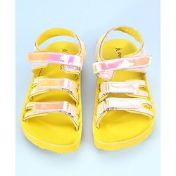 Pine Kids Party Wear Sandals With Velcro Closure - Yellow