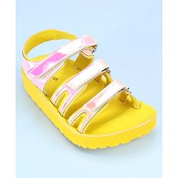 Pine Kids Party Wear Sandals With Velcro Closure - Yellow