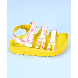 Pine Kids Party Wear Sandals With Velcro Closure - Yellow