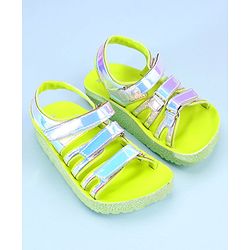 Pine Kids Party Wear Sandals With Velcro Closure - Pink