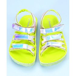 Pine Kids Party Wear Sandals With Velcro Closure - Pink