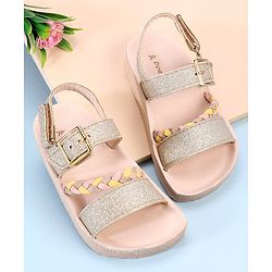 Pine Kids  Party Wear Sandals With Dual Velcro Closure - Cream