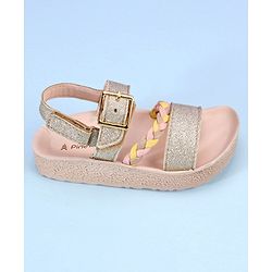 Pine Kids  Party Wear Sandals With Dual Velcro Closure - Cream