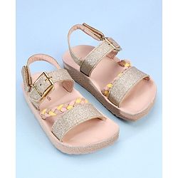 Pine Kids  Party Wear Sandals With Dual Velcro Closure - Cream