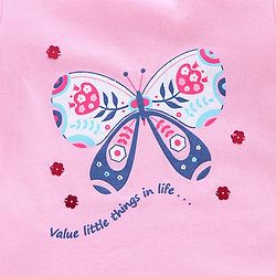 Pine Kids Half Sleeves Biowash Printed Top - Pink