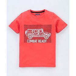 Pine Kids Half Sleeves 100% Cotton Biowashed Tee - Red