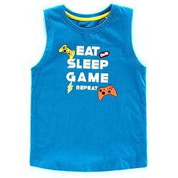 Pine Kids 100% Cotton Sleeveless Bio Wash Tee - Blue