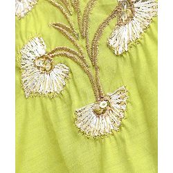 Pine Kids Sleeveless Embroidered Choli & Sharara with Dupatta - Green
