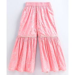 Pine Kids Sleeveless Sequence Work at Choli & Embroidered Sharara with Dupatta - Pink