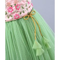 Pine Kids Sleeveless Lehenga Choli with All over Embroidery - Green