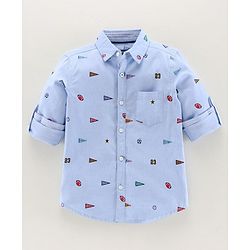 Pine Kids Full Sleeves Softener Wash Shirt - Blue