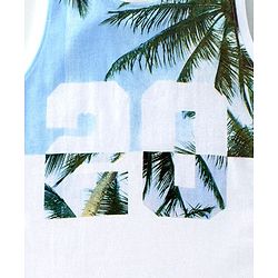 Pine Kids Sleeveless Tee Tree Print - White Green