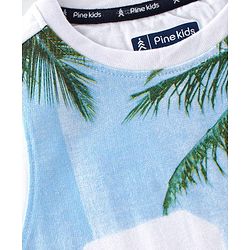 Pine Kids Sleeveless Tee Tree Print - White Green