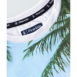 Pine Kids Sleeveless Tee Tree Print - White Green