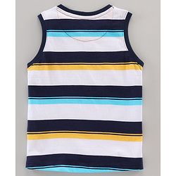 Pine Kids 100% Cotton Sleeveless Biowashed Striped Tee - Blue