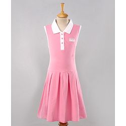 Pine Kids Moisture Wicking & Quick Dry Sleeveless Sports Wear Frock - Pink