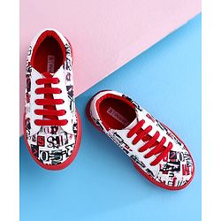 Pine Kids Casual Shoes Text Print - Red