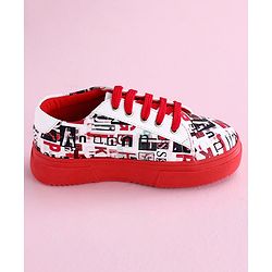 Pine Kids Casual Shoes Text Print - Red