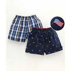 Pine Kids Knee Length Checked Boxers  with Peach Wash Finish - Multicolor
