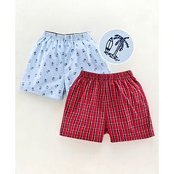 Pine Kids Peach Wash Finish  Briefs & Boxers Beach Print Set of 2 - Multicolour