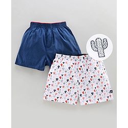Pine Kids Cotton Boxers with Peach Wash Finish Pack of 2 - Blue