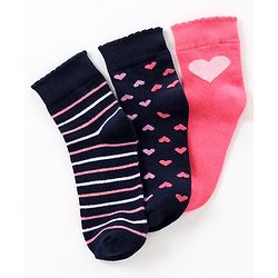Pine Kids Socks Heart Design Set of 3 - Multicolour