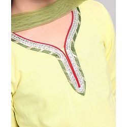 Pine Kids Full Sleeve Solid Kurta with Printed Ghagra Dupatta And Mask - Yellow