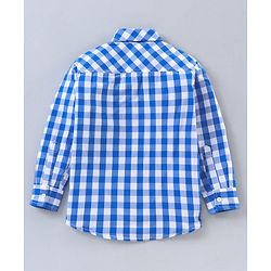 Pine Kids Party Wear Softner Wash Full Sleeves Checks Shirt With Tie - Blue White