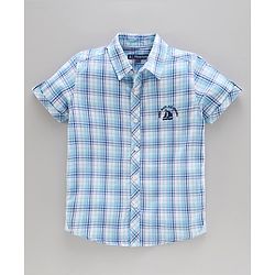 Pine Kids Cotton Shirt Checks  - Blue
