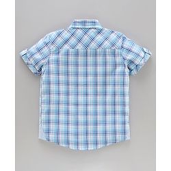 Pine Kids Cotton Shirt Checks  - Blue