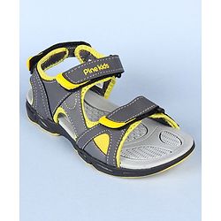 Pine Kids Velcro Closure Sandals - Grey Yellow