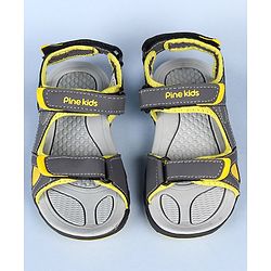 Pine Kids Velcro Closure Sandals - Grey Yellow
