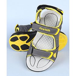 Pine Kids Velcro Closure Sandals - Grey Yellow